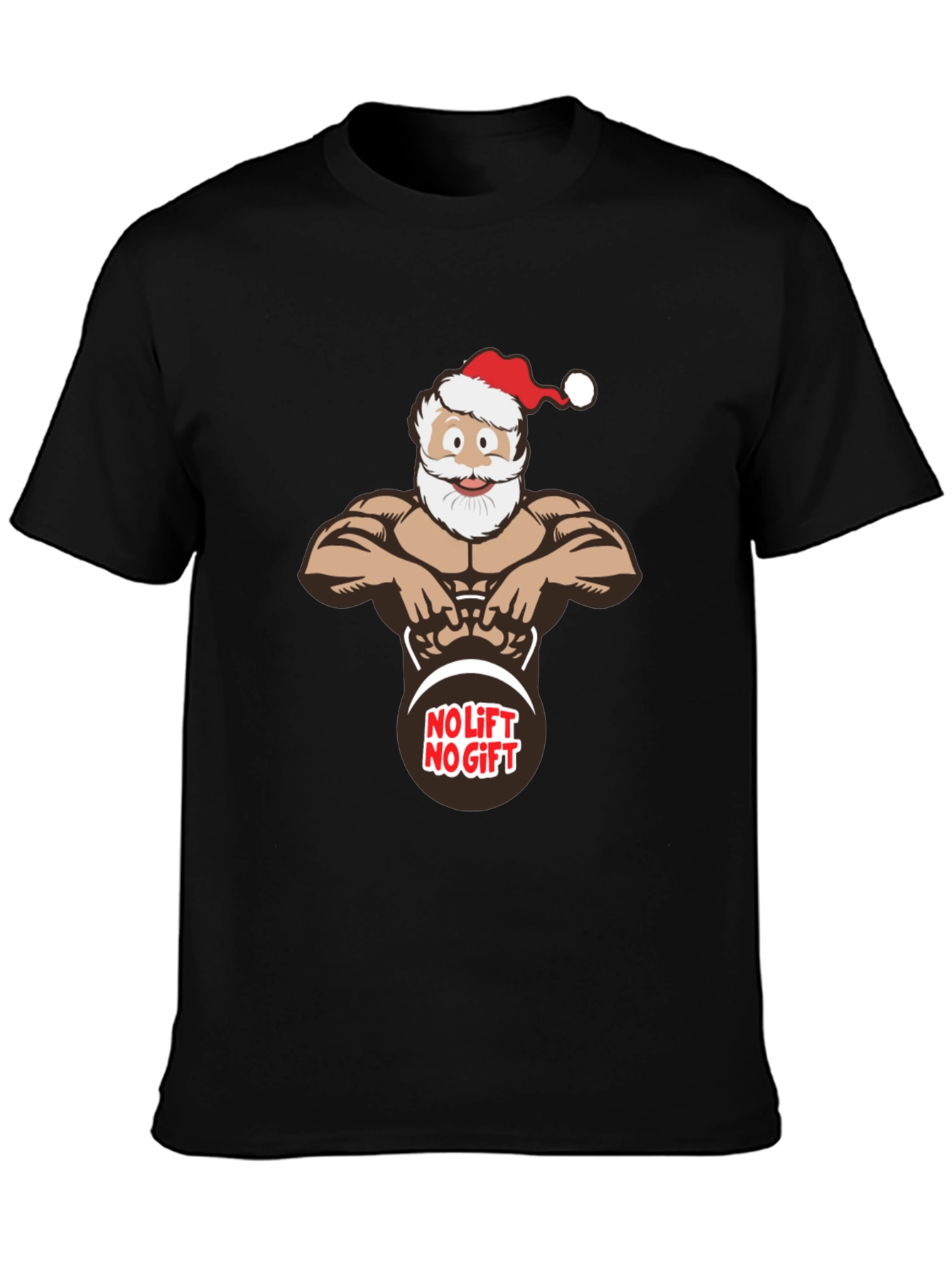 No Lift No Gift Santa Black T-Shirt