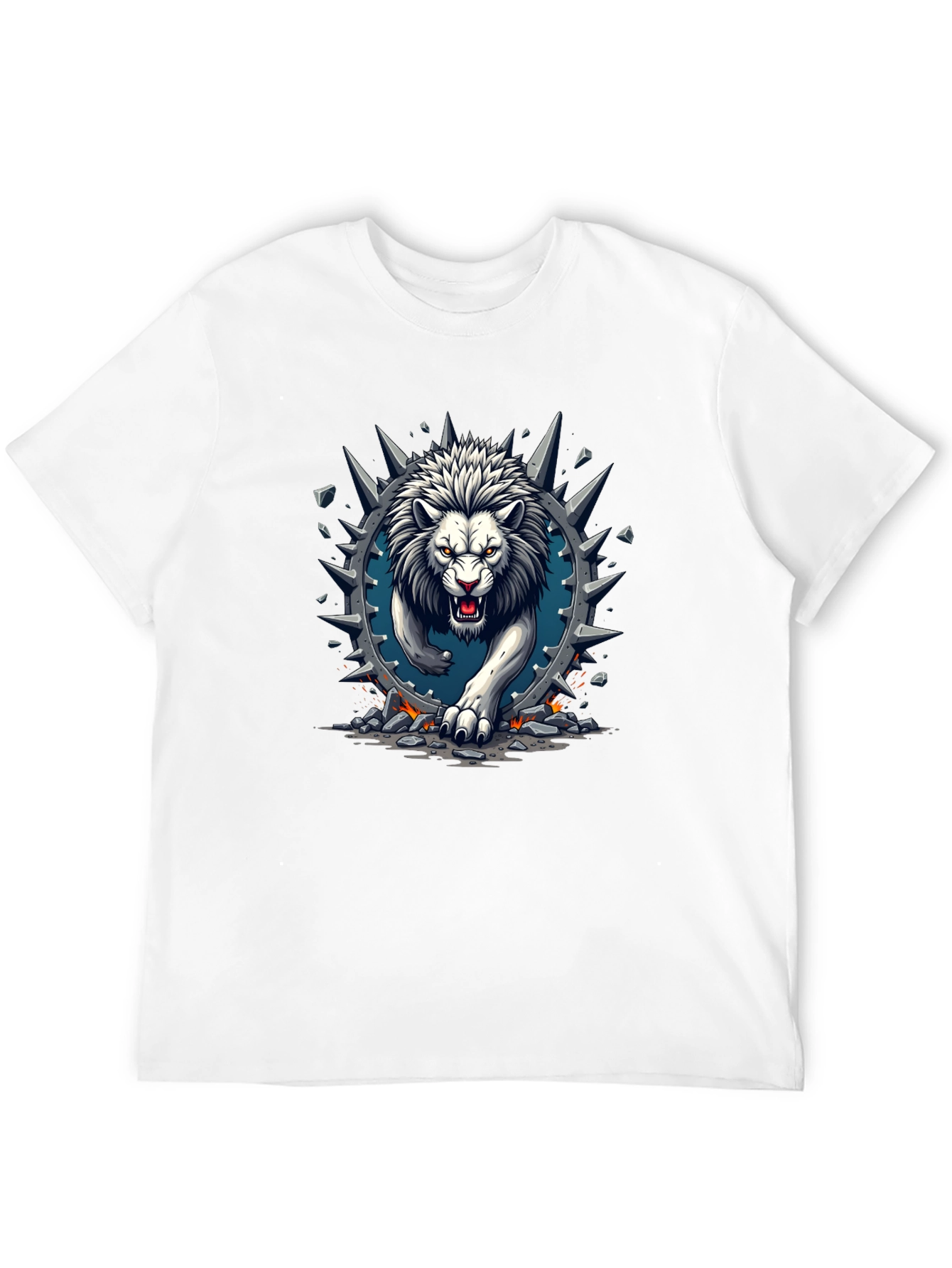 Lion Graphic Print Crew Neck Tee