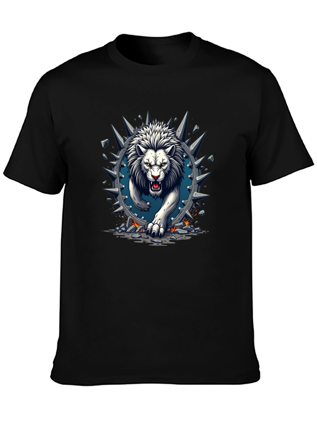 Lion Graphic Print Crew Neck Tee