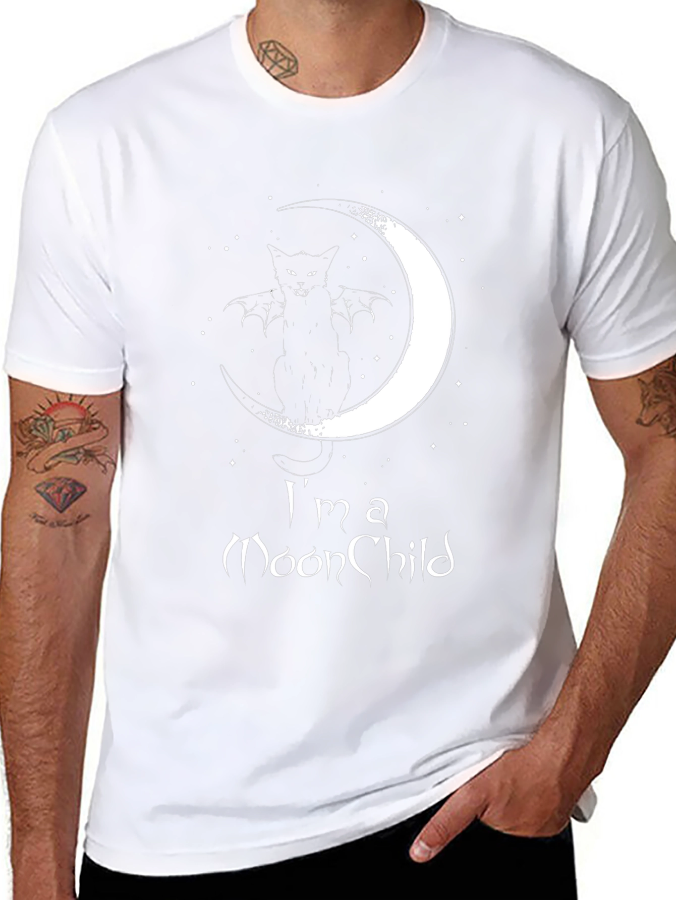 Moon Child Graphic T-Shirt - Black Cotton Tee