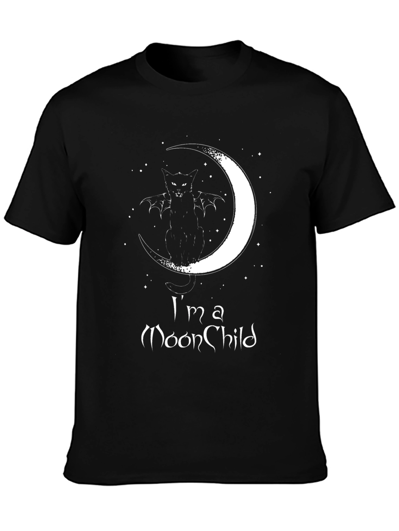 Moon Child Graphic T-Shirt - Black Cotton Tee