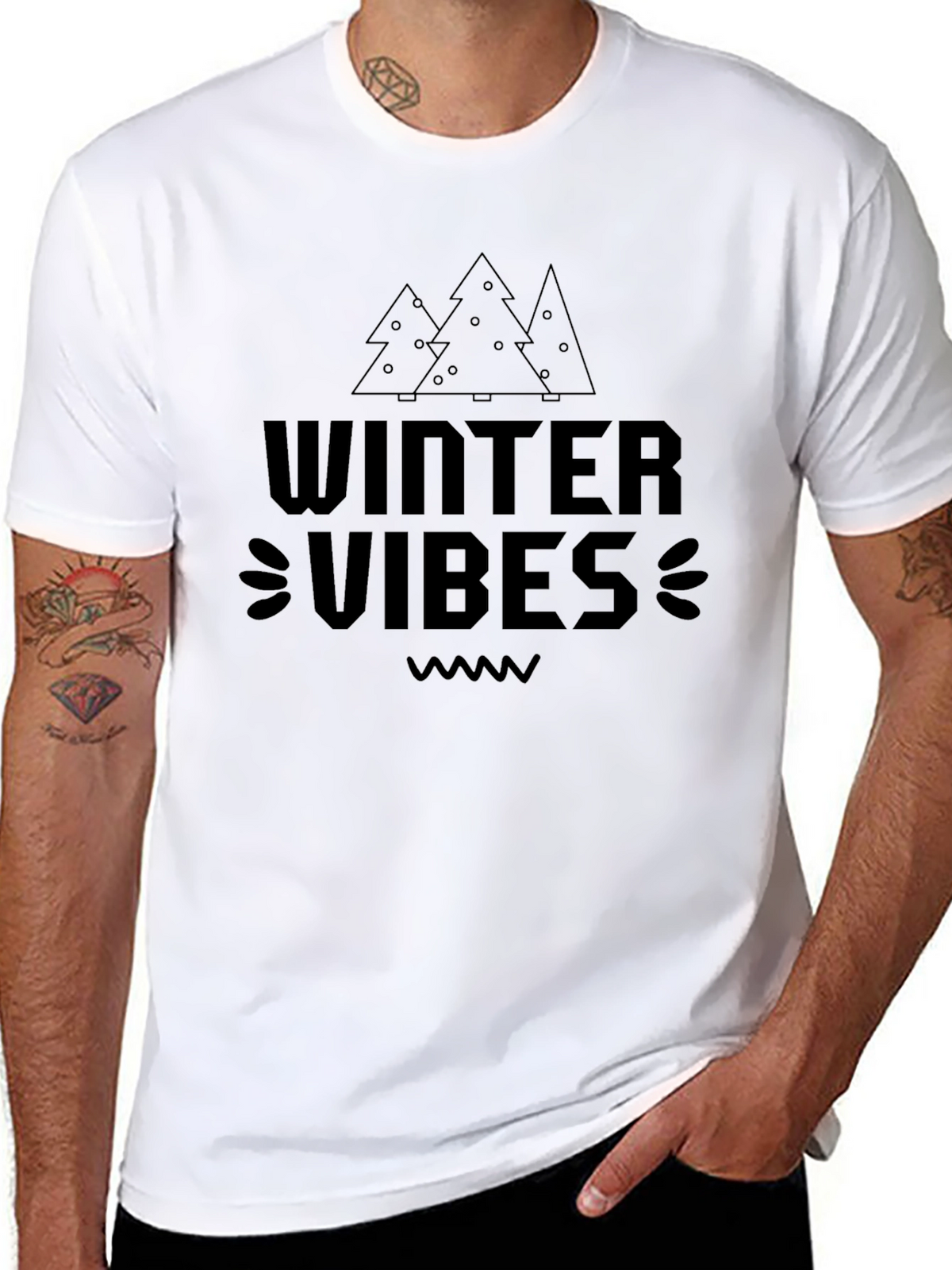 Winter Vibes Black T-Shirt