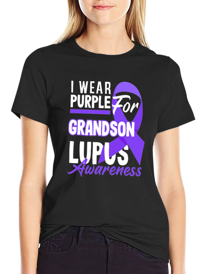 Purple Lupus Awareness Grandson T-Shirt