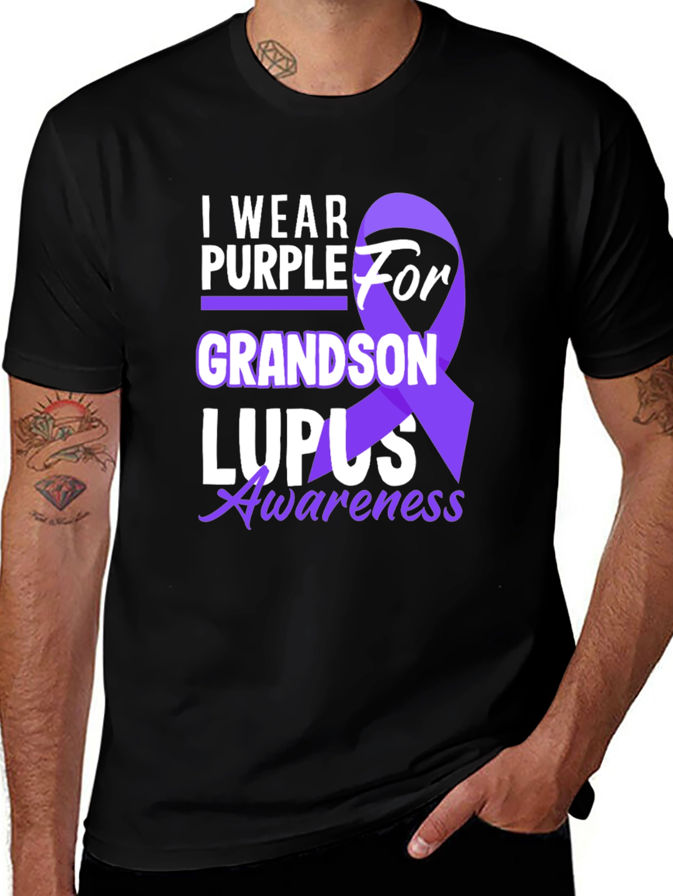 Purple Lupus Awareness Grandson T-Shirt