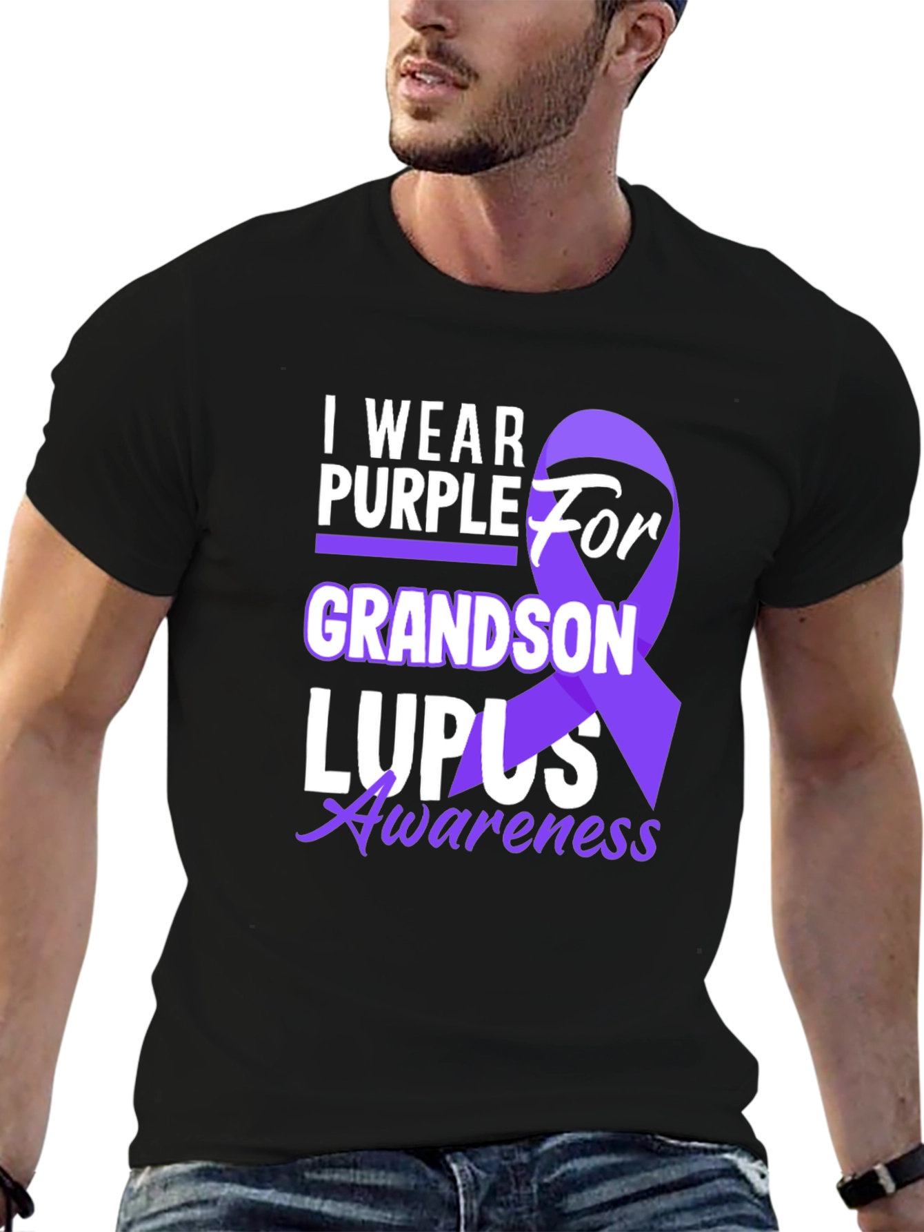 Purple Lupus Awareness Grandson T-Shirt