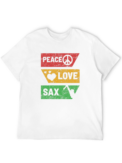 Peace Love Sax T-Shirt - Cool Graphic Tee