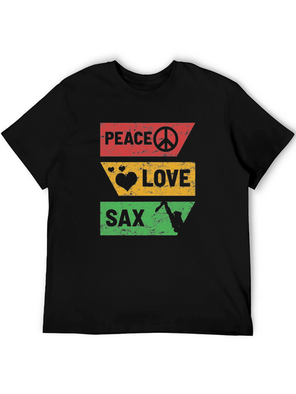 Peace Love Sax T-Shirt - Cool Graphic Tee