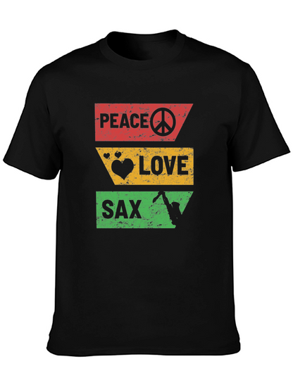 Peace Love Sax T-Shirt - Cool Graphic Tee