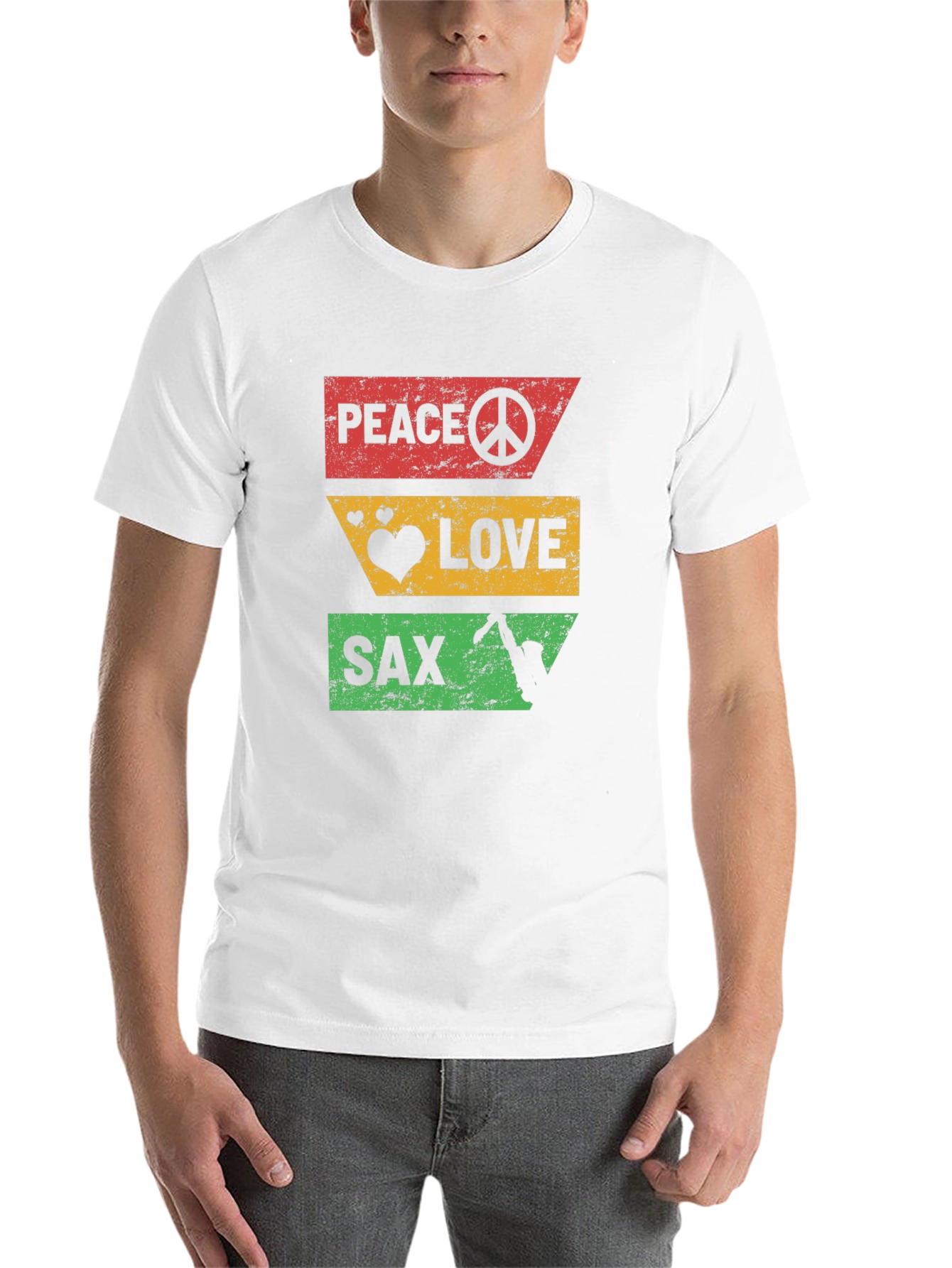 Peace Love Sax T-Shirt - Cool Graphic Tee