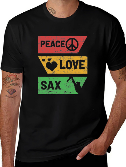 Peace Love Sax T-Shirt - Cool Graphic Tee