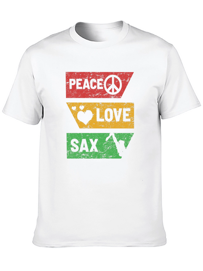 Peace Love Sax T-Shirt - Cool Graphic Tee