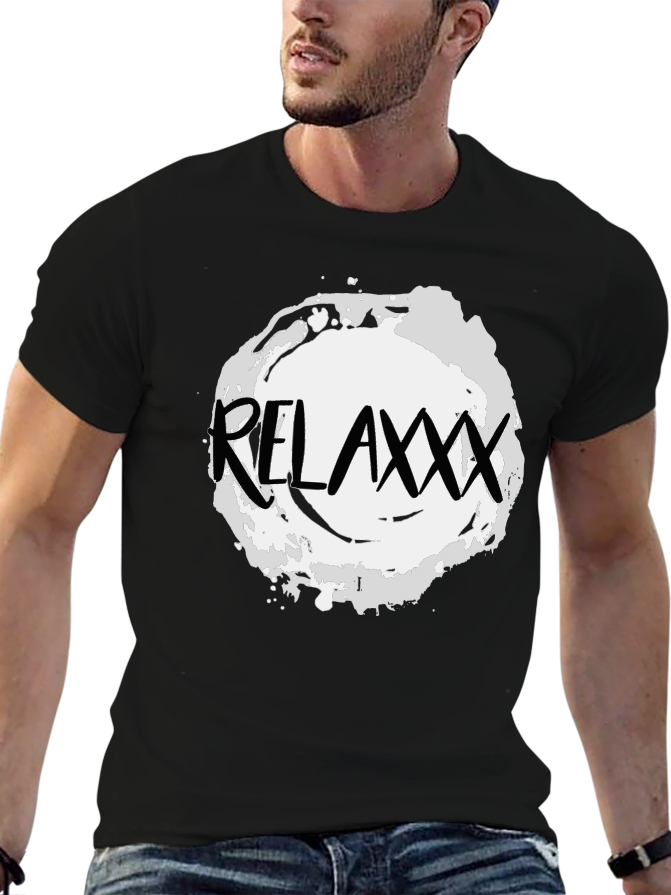 Relaxxx Black T-Shirt - Casual Graphic Tee