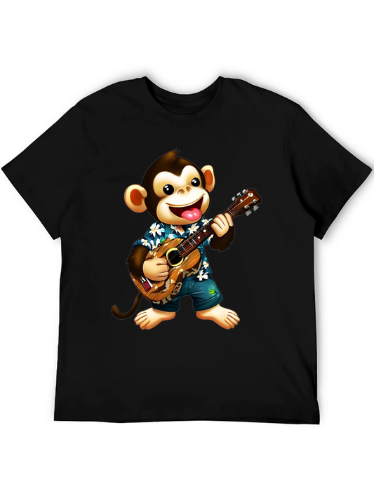Monkey Playing Ukulele Graphic T-Shirt