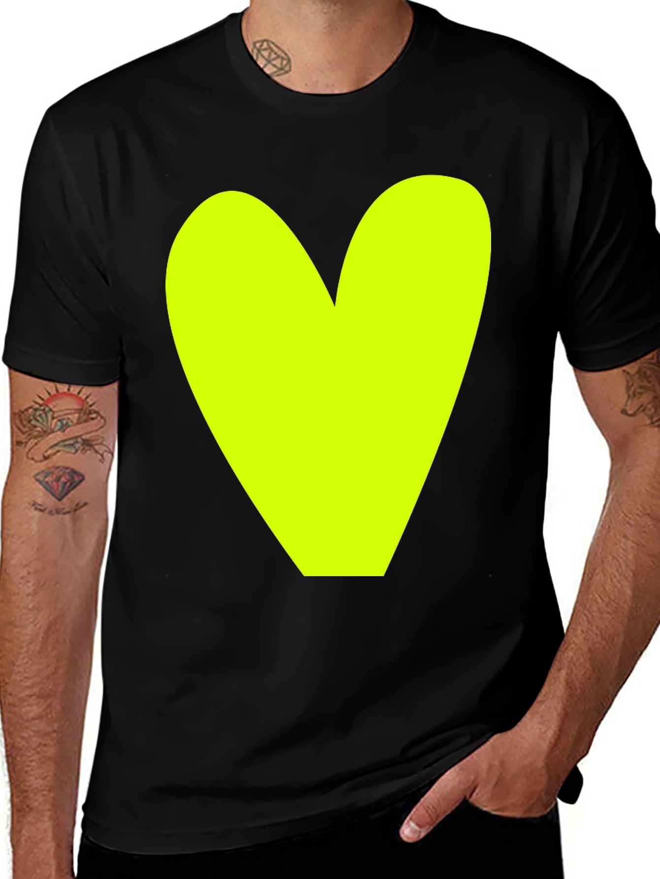 Bold Heart Graphic Tee - Black Cotton Casual Shirt