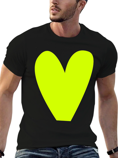 Bold Heart Graphic Tee - Black Cotton Casual Shirt