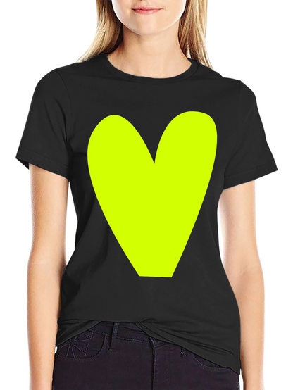 Bold Heart Graphic Tee - Black Cotton Casual Shirt