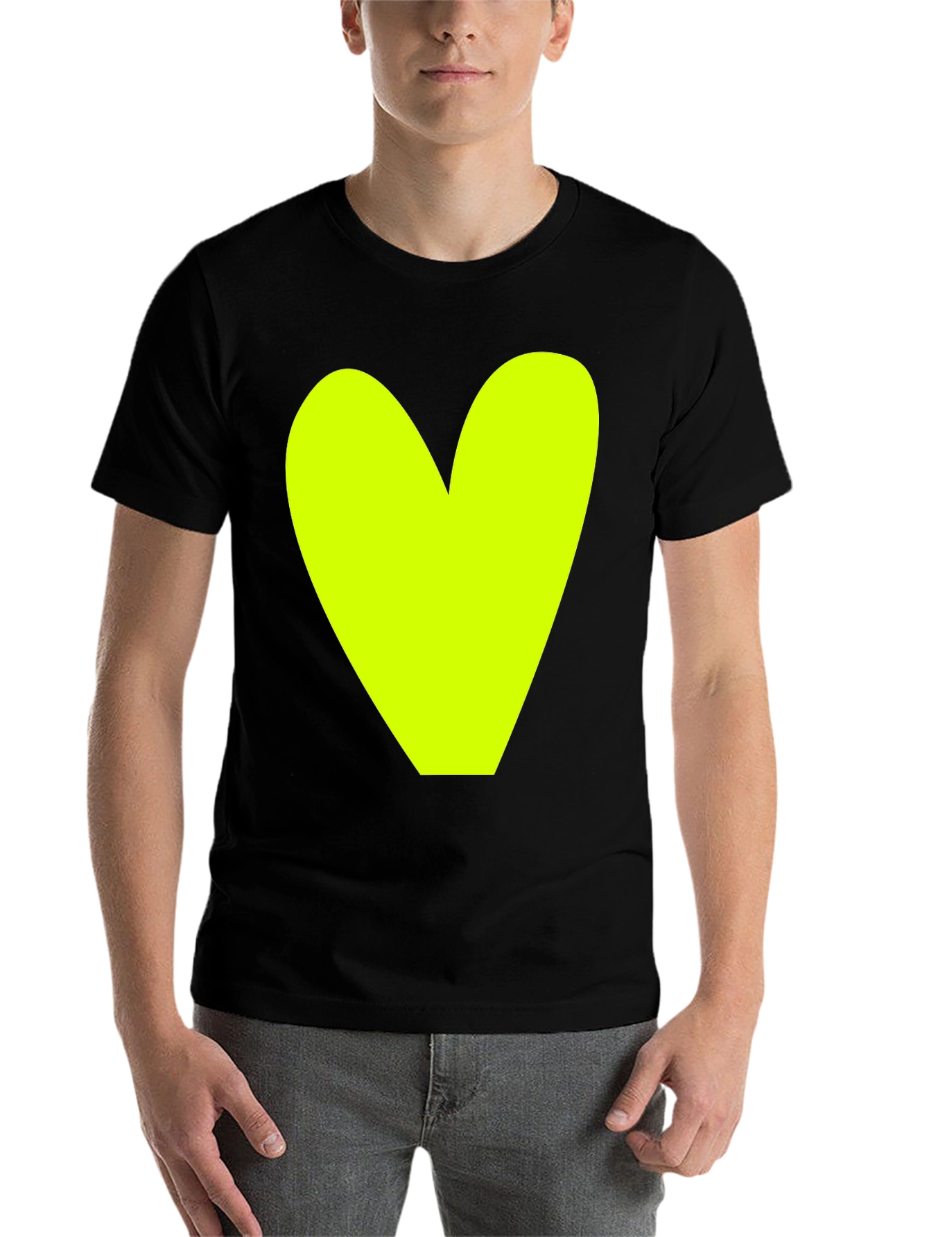 Bold Heart Graphic Tee - Black Cotton Casual Shirt