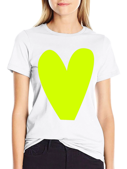 Bold Heart Graphic Tee - Black Cotton Casual Shirt