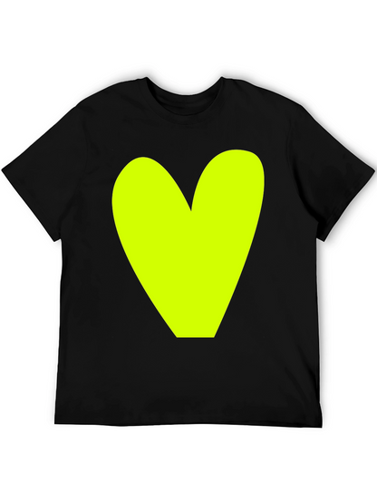 Bold Heart Graphic Tee - Black Cotton Casual Shirt