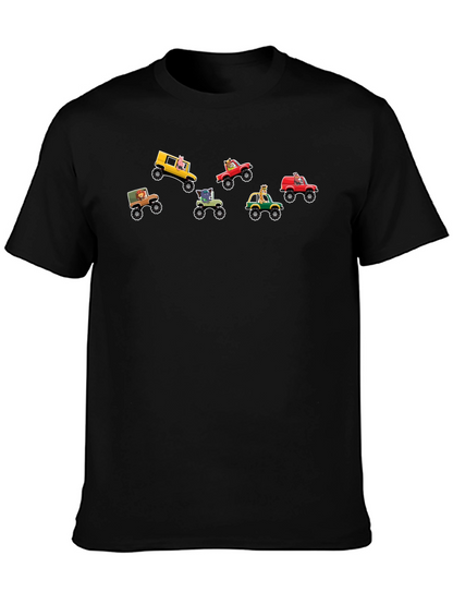 Cartoon Animal Monster Truck Graphic Tee
