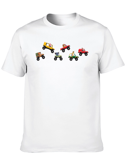 Cartoon Animal Monster Truck Graphic Tee