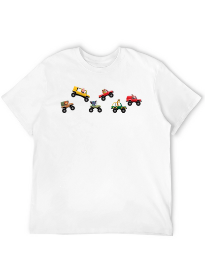 Cartoon Animal Monster Truck Graphic Tee