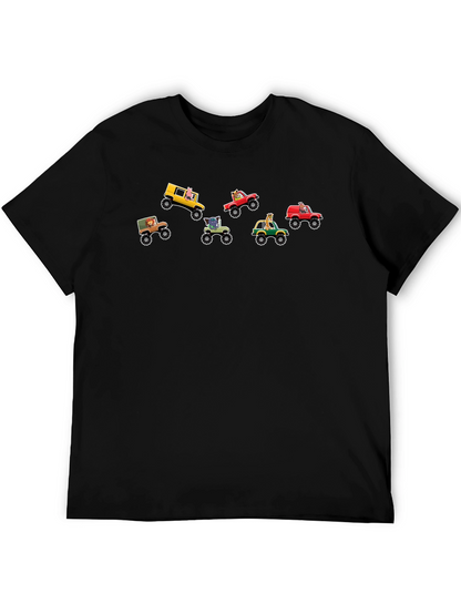 Cartoon Animal Monster Truck Graphic Tee