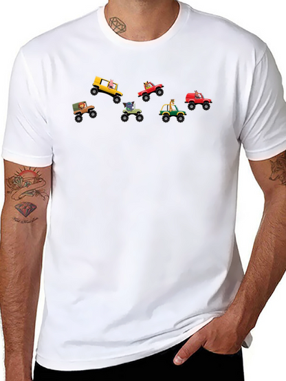 Cartoon Animal Monster Truck Graphic Tee