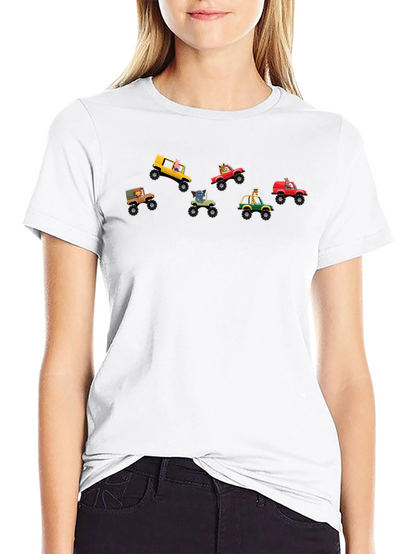 Cartoon Animal Monster Truck Graphic Tee