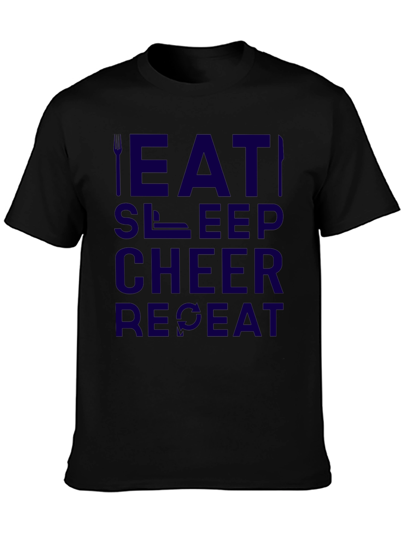 Eat Sleep Cheer Repeat Black Graphic Tee