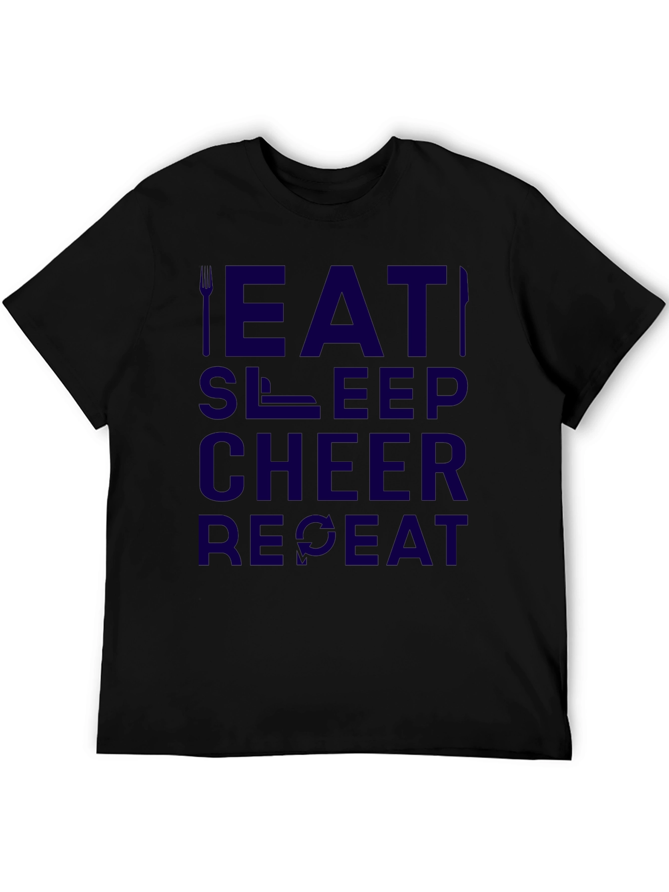 Eat Sleep Cheer Repeat Black Graphic Tee