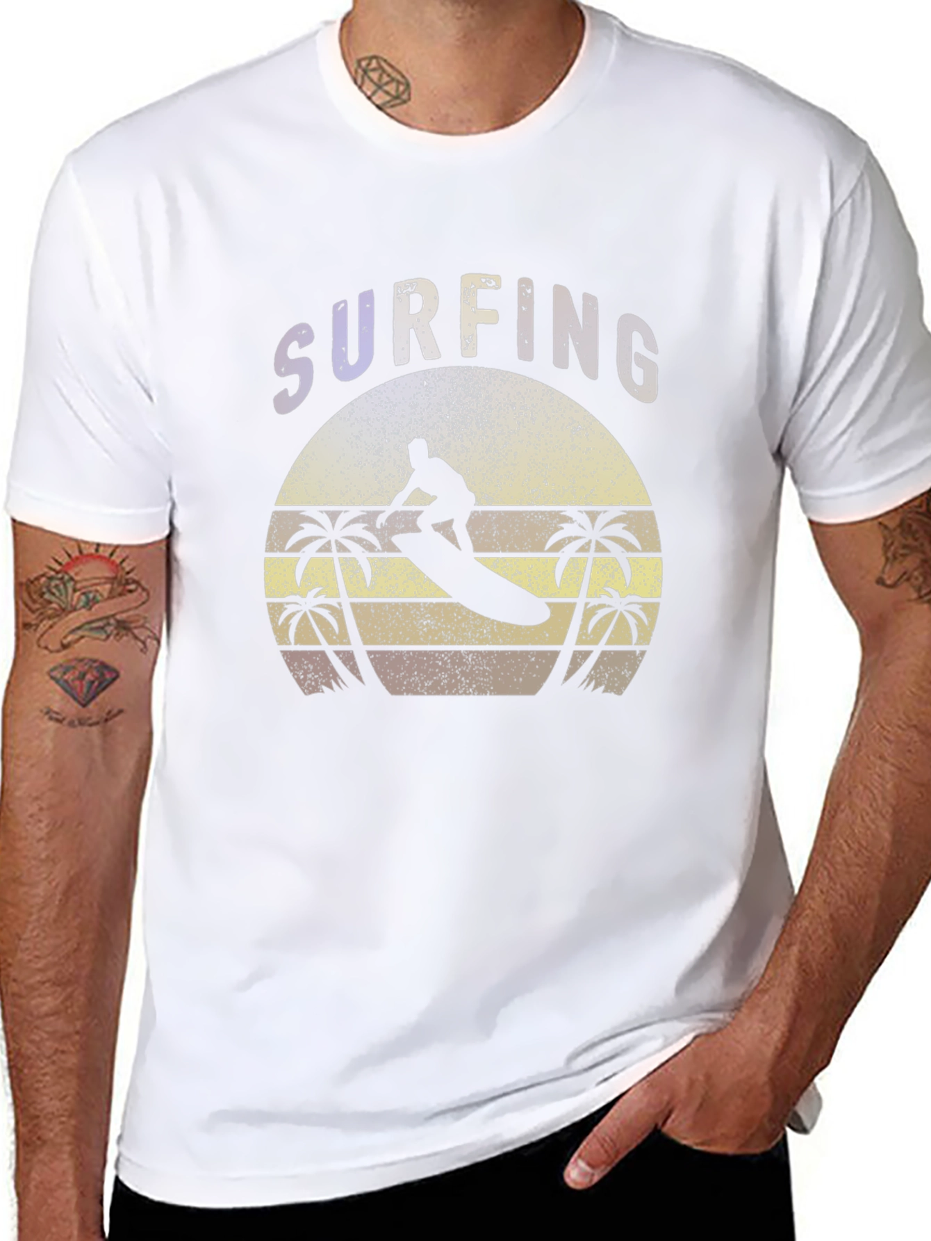 Surfing Graphic Tee - Retro Style