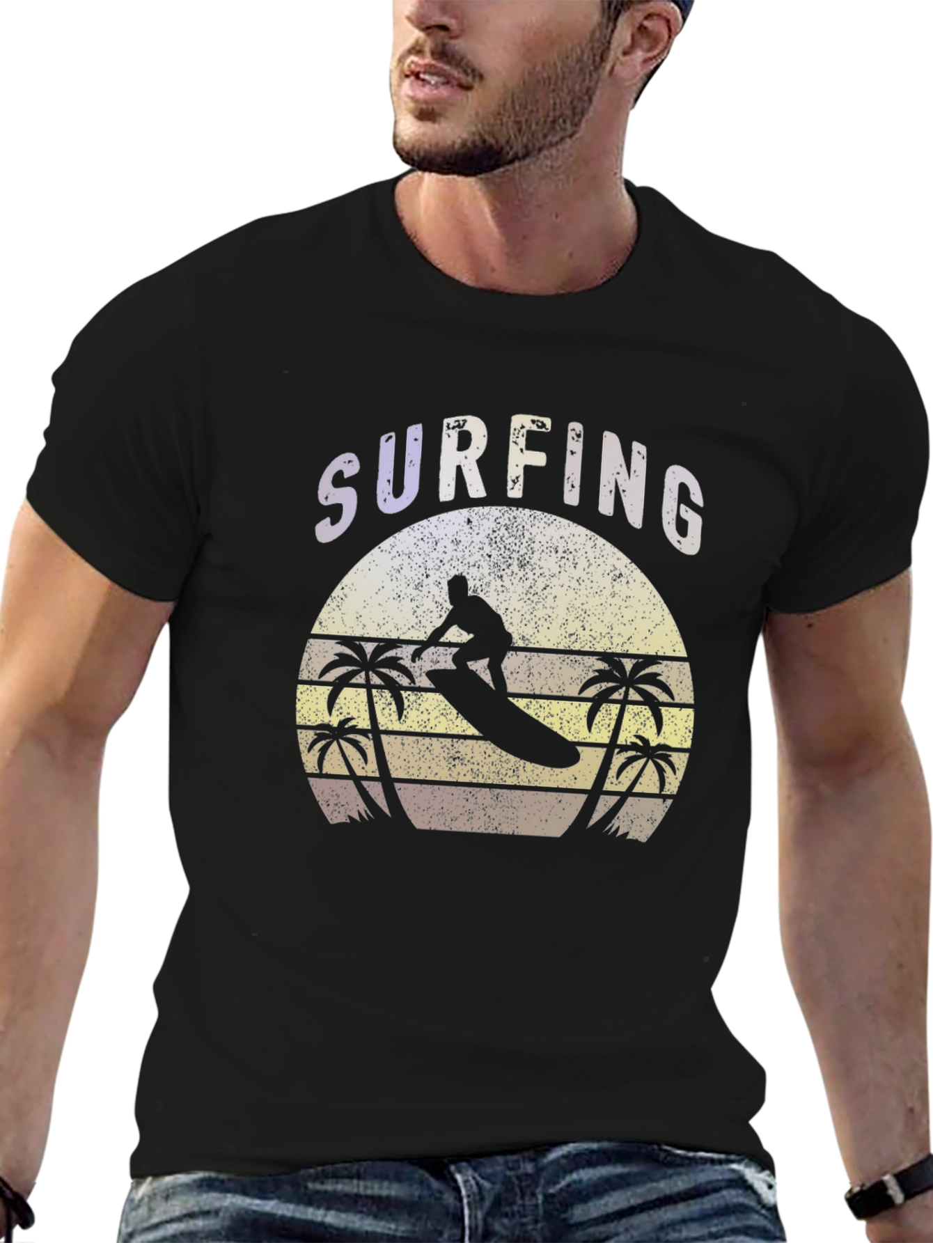 Surfing Graphic Tee - Retro Style