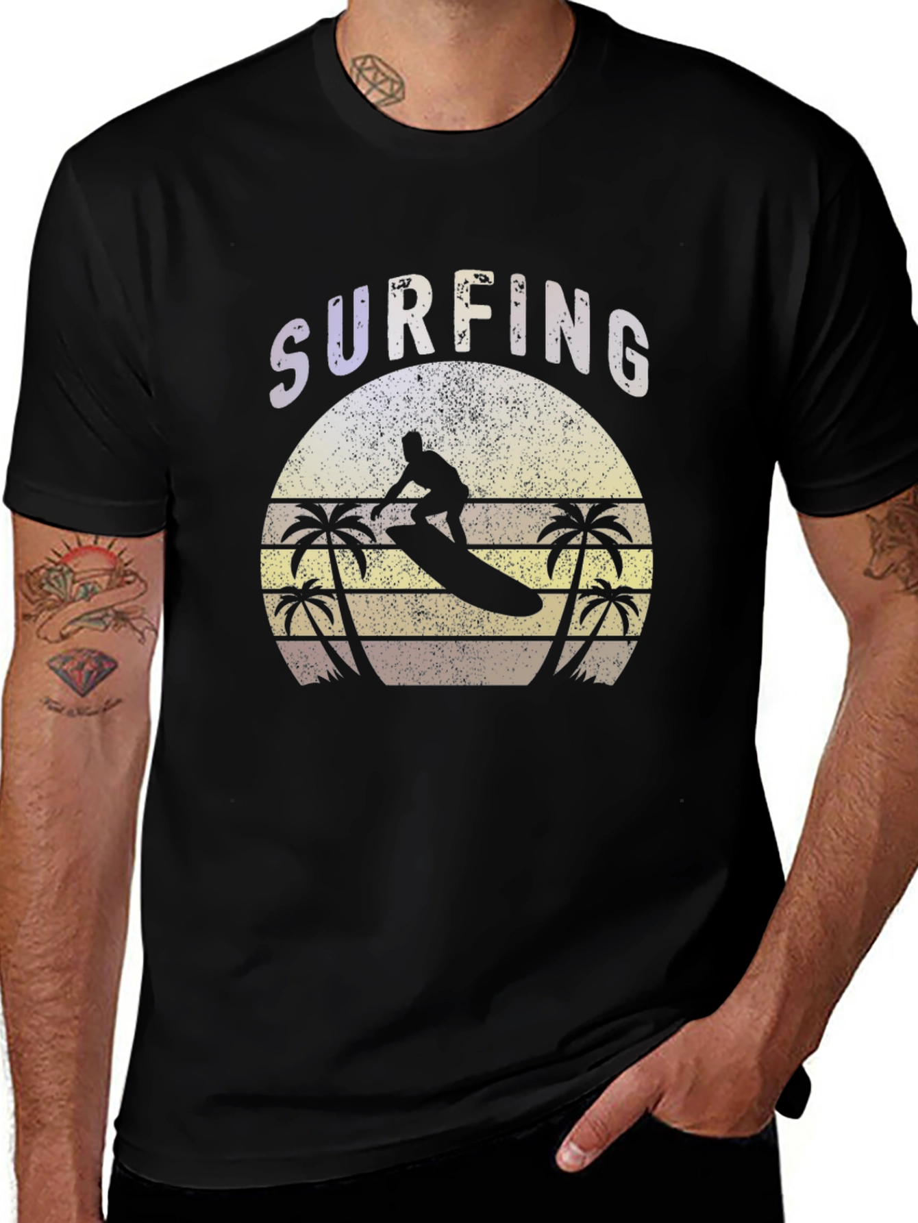 Surfing Graphic Tee - Retro Style