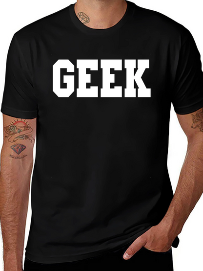 Geek Bold Print Black T-Shirt