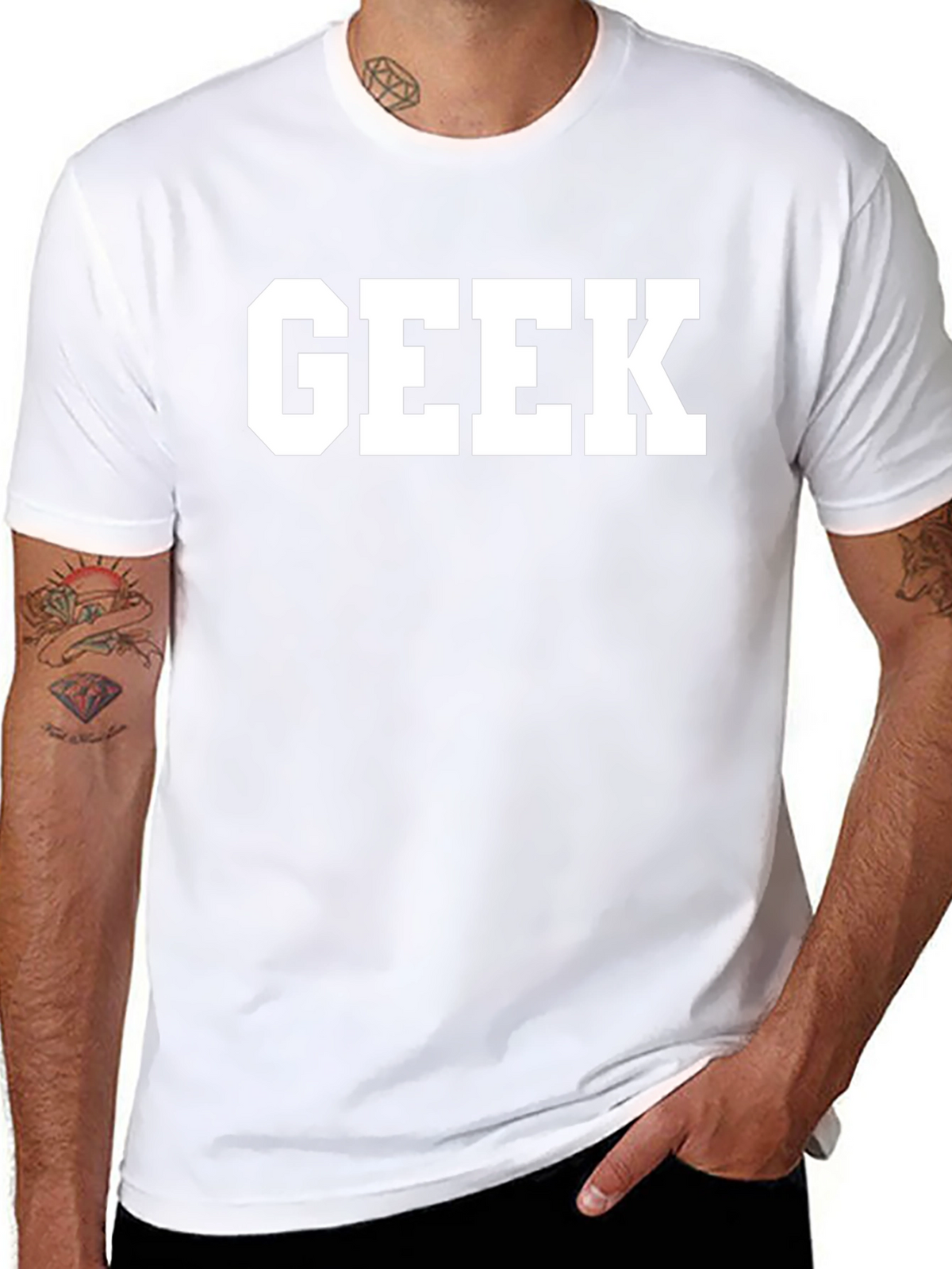 Geek Bold Print Black T-Shirt
