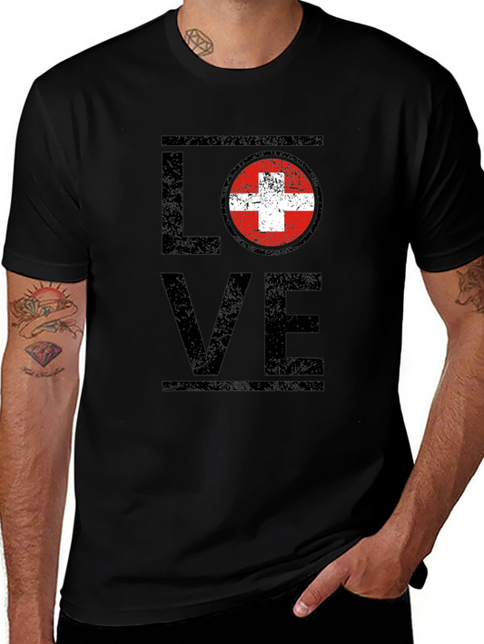 Love Switzerland T-Shirt Swiss Flag Graphic Tee