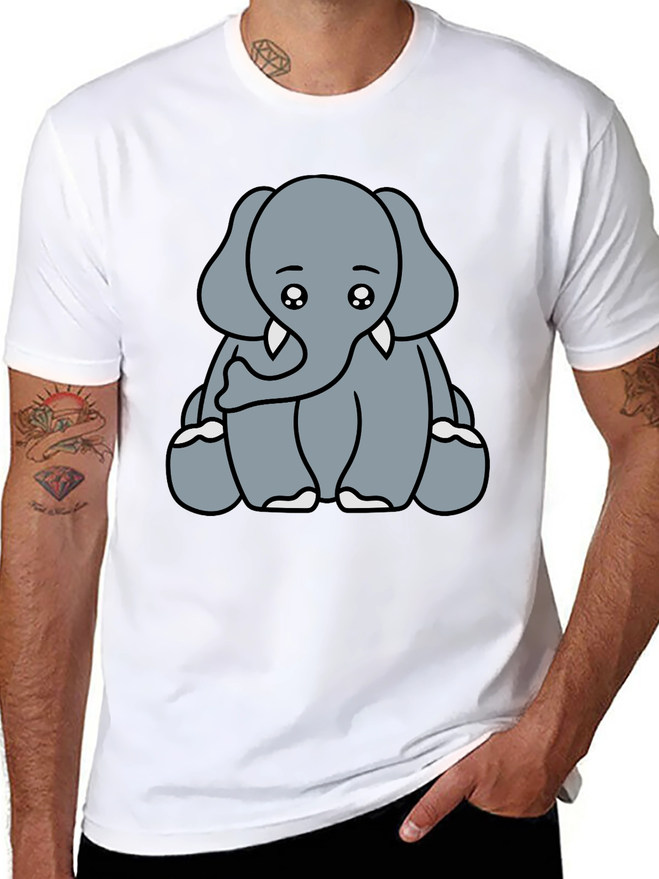 Cute Elephant Graphic Tee - Soft Cotton Blend