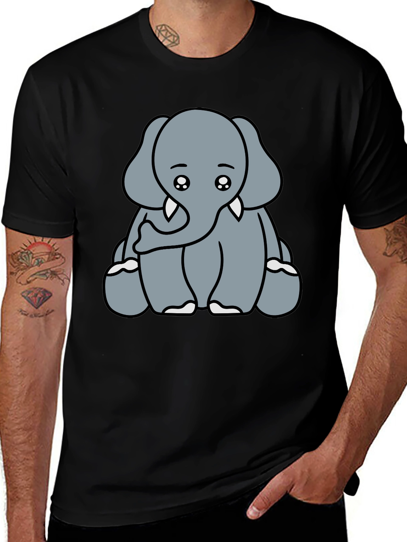Cute Elephant Graphic Tee - Soft Cotton Blend