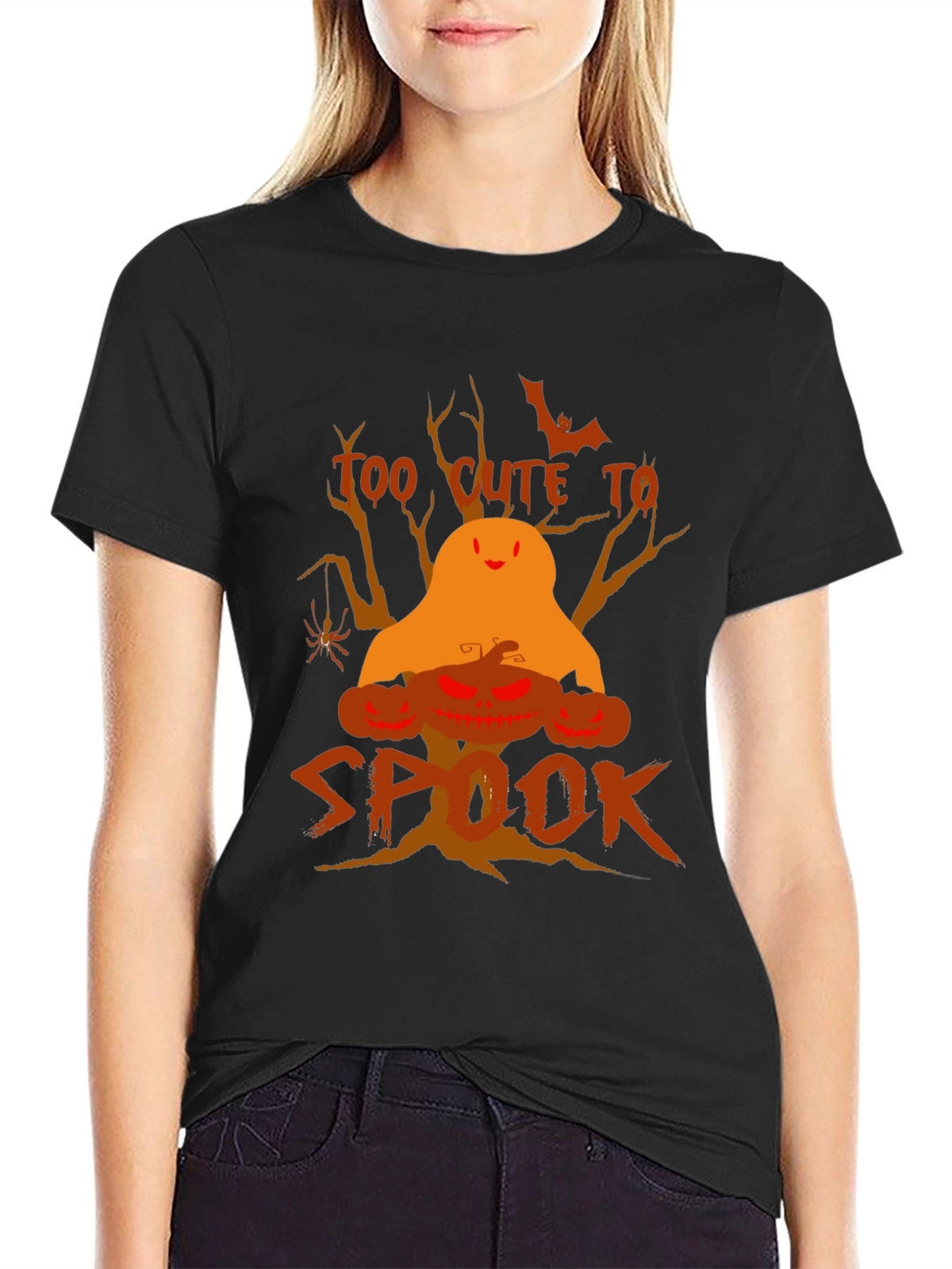 Halloween Too Cute to Spook Black T-Shirt