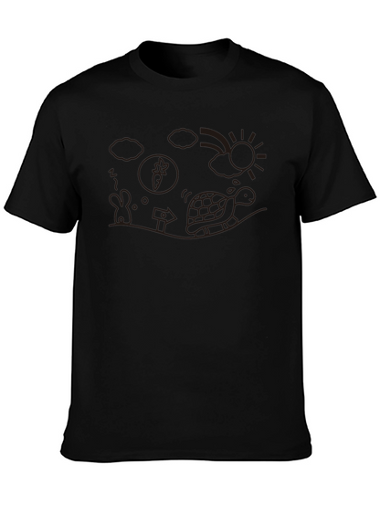 Whimsical Turtle Graphic Tee - Casual Black T-Shirt