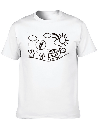 Whimsical Turtle Graphic Tee - Casual Black T-Shirt