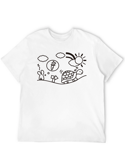 Whimsical Turtle Graphic Tee - Casual Black T-Shirt