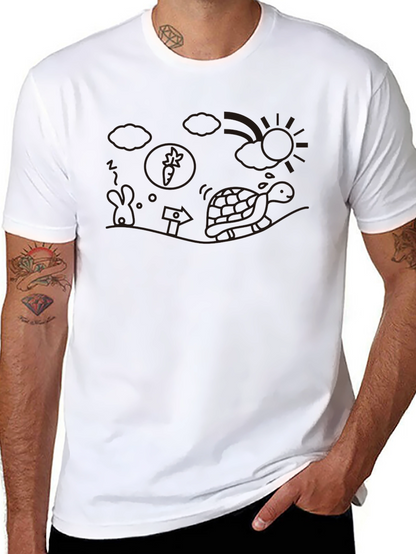 Whimsical Turtle Graphic Tee - Casual Black T-Shirt