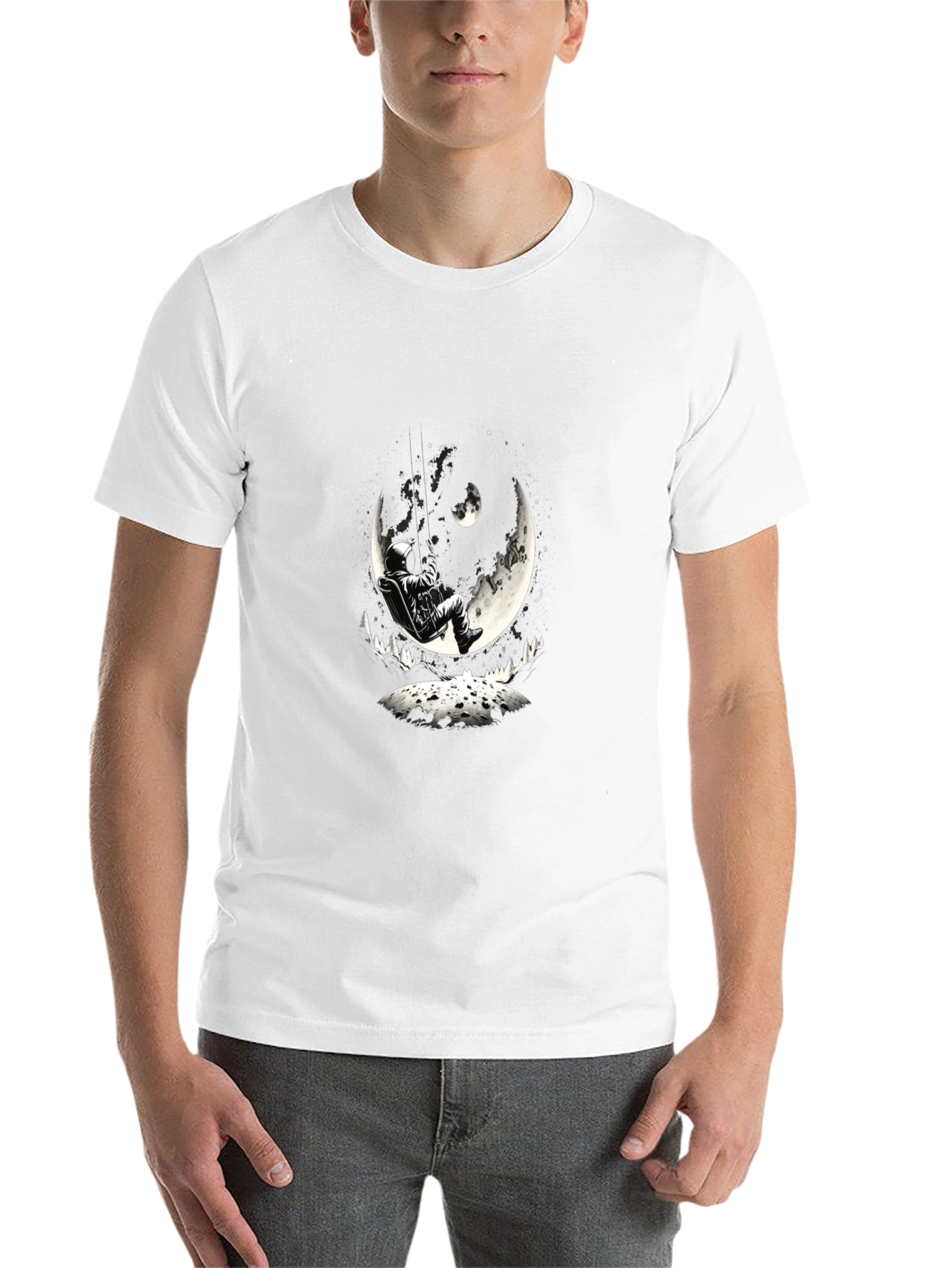Astronaut Moon Swing Graphic Tee - Black