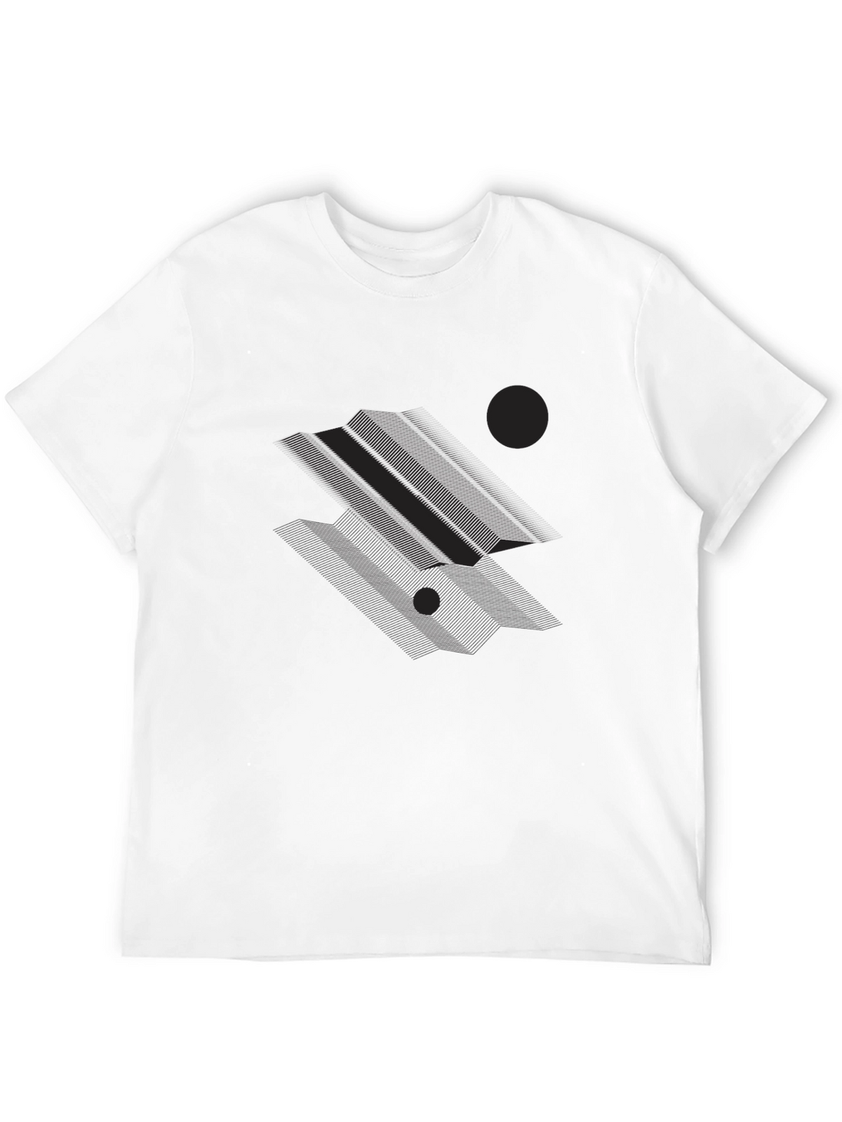 Geometric Lines Graphic Black T-Shirt
