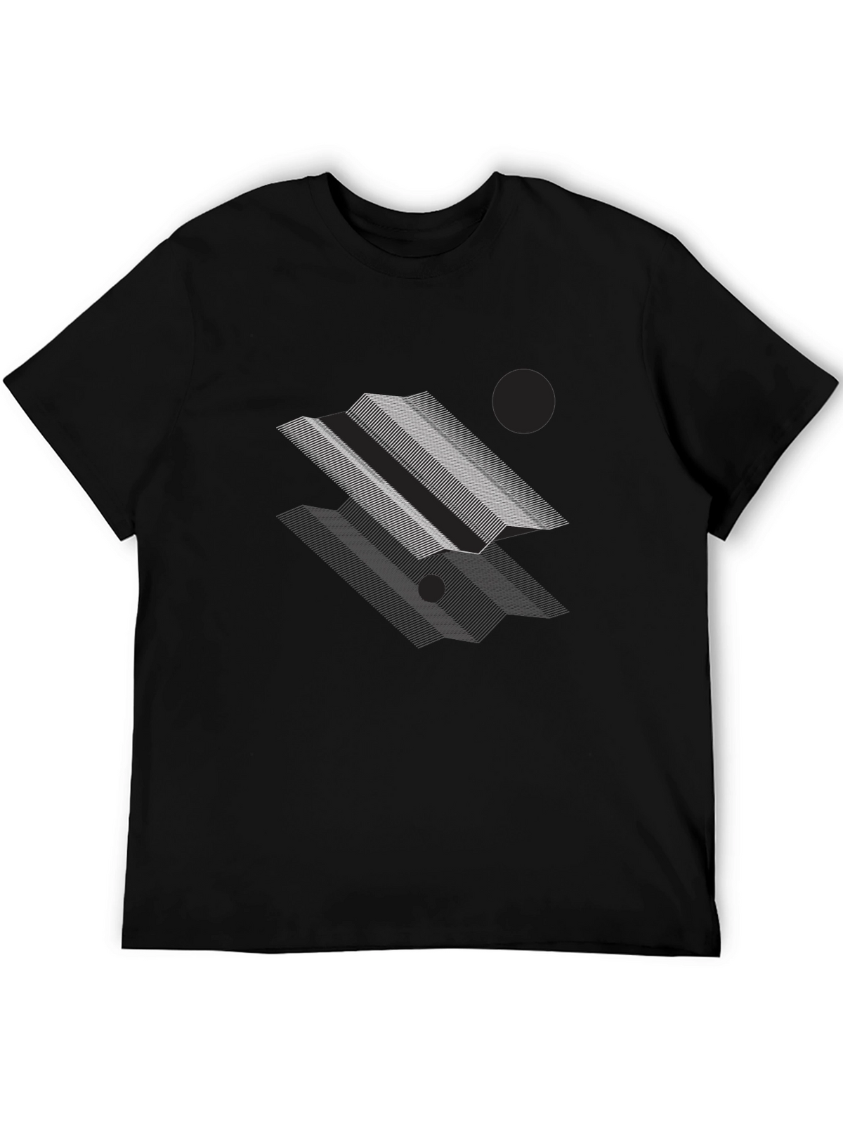 Geometric Lines Graphic Black T-Shirt