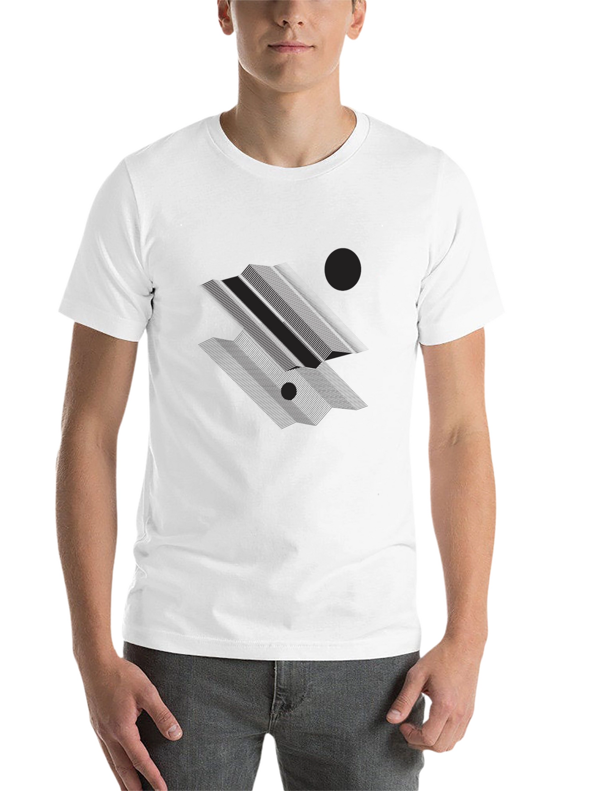 Geometric Lines Graphic Black T-Shirt
