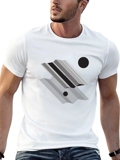 Geometric Lines Graphic Black T-Shirt