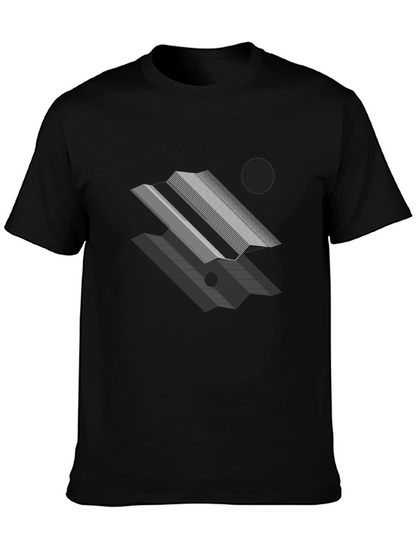 Geometric Lines Graphic Black T-Shirt